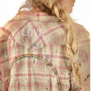 Vintage Embroidered “LOVE” Paint Splattered Shirt